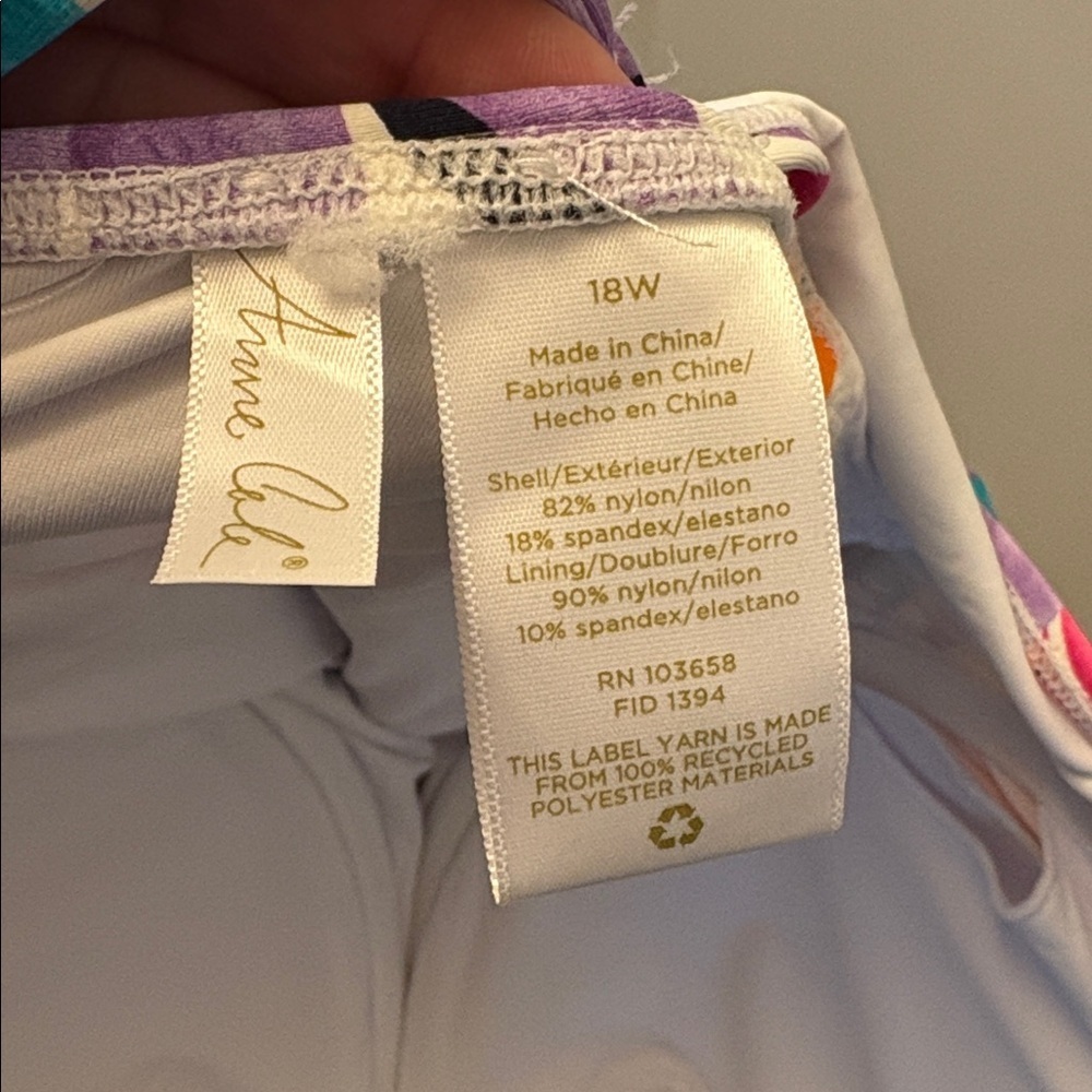 NWOT Anne Cole Dance Floor Palm Underwire Surplice One-Piece Swimsuit Size 18W - Picture 8 of 9